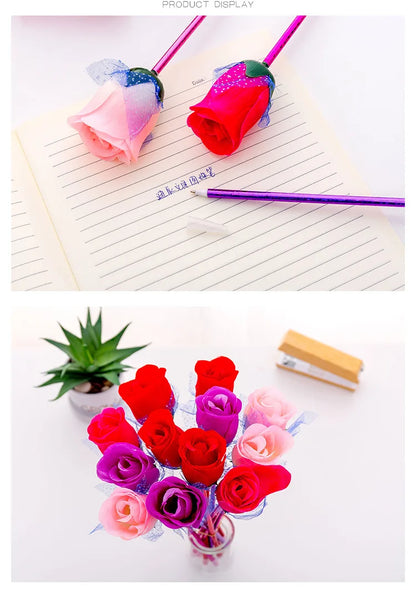 24 bolígrafos con diseño de rosa