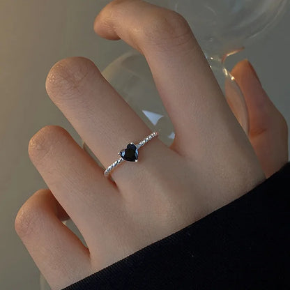 Anillos abiertos de circonita con forma de corazón de diseño Simple