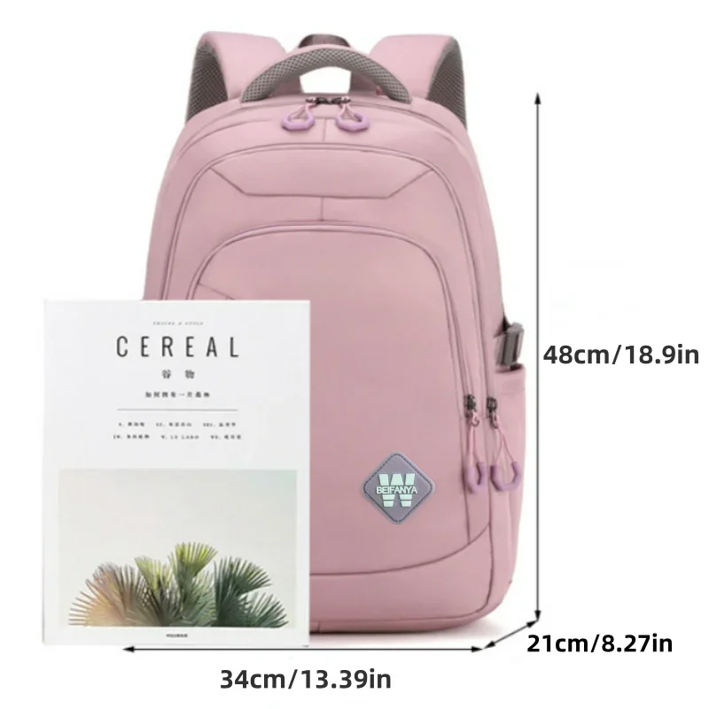 Mochila de nailon para mujer, resistente al agua bolso de hombro, gran capacidad