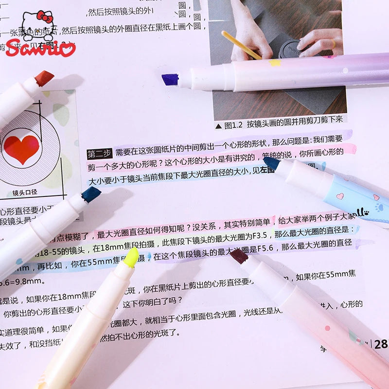 Sanrio juego de bolígrafos resaltadores Hello Kitty Kuromi Melody Cinnamoroll