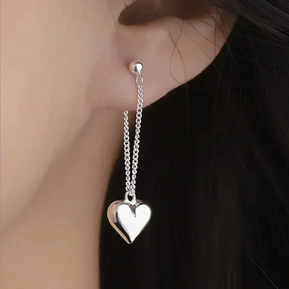 Pendientes chapados en plata para mujer, pendiente de cadena con corazón, joyería para prevenir alergias