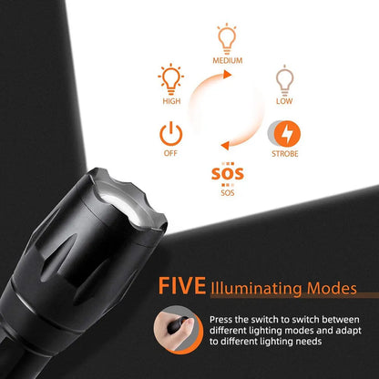 Linternas Led de alta potencia antorcha de Camping 5 modos de iluminación, uso de pilas