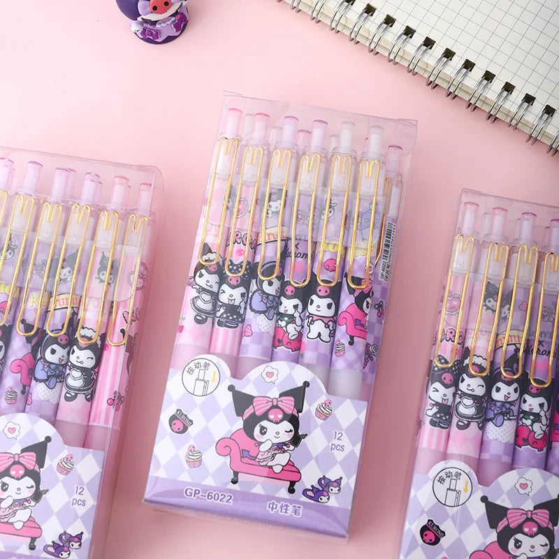 12pcs/144pcs Bolígrafo de dibujos animados Sanrio Hello Kitty Kuromi