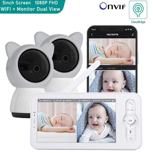 Cámara Dual de 5 pulgadas Wireles Monitor de bebé
