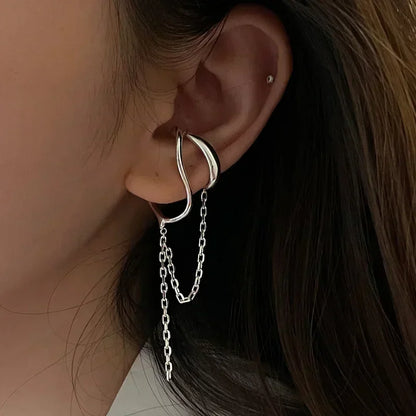 Pendientes chapados en plata para mujer, pendiente de cadena con corazón, joyería para prevenir alergias