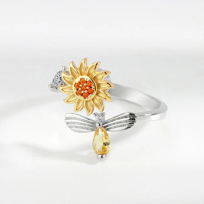 Anillo giratorio de girasol alivio de la ansiedad