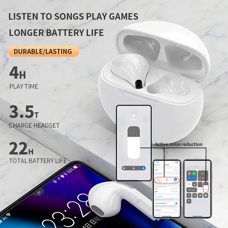 Pro6 TWS Smart Touch Bluetooth auriculares