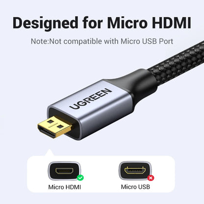 Cable Micro HDMI 4K/60H Micro HDMI a HDMI Cable macho a macho para GoPro Sony proyector