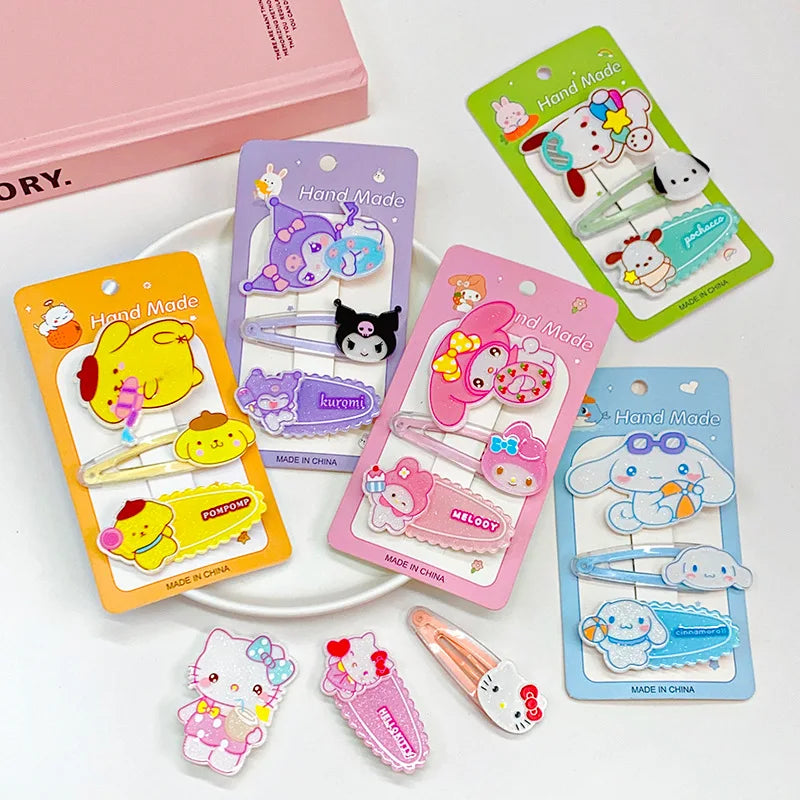 3 unids/set Kawaii Sanrio horquilla Cinnamoroll Kuromi My Melody