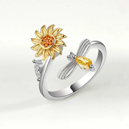 Anillo giratorio de girasol alivio de la ansiedad