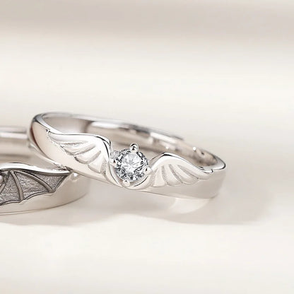 Anillos de pareja de Ángel y demonio de cristal