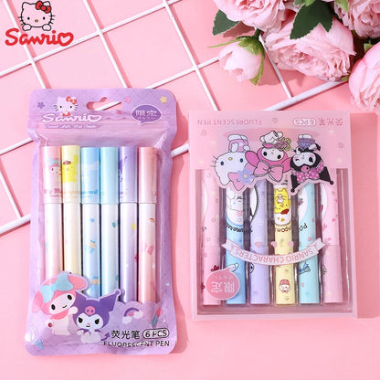 Sanrio juego de bolígrafos resaltadores Hello Kitty Kuromi Melody Cinnamoroll