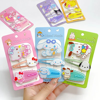 3 unids/set Kawaii Sanrio horquilla Cinnamoroll Kuromi My Melody